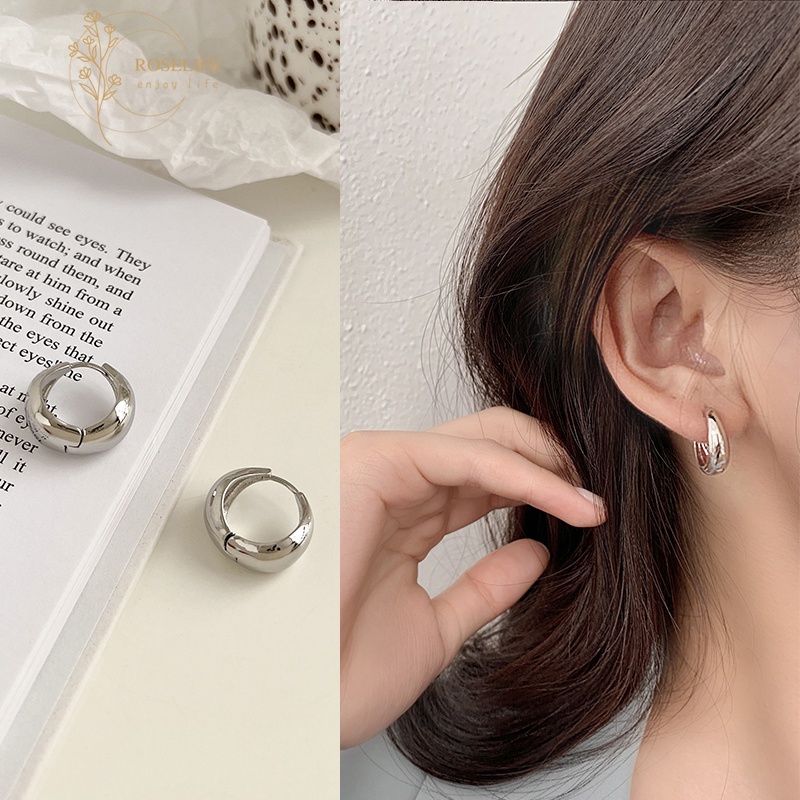 1 Cặp Bông Tai Tròn Hình Giọt Nước Bằng Bạc S925 Thời Trang Cho Nữ
