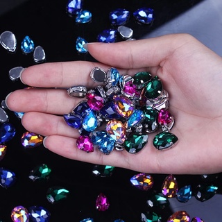 Bộ 20 Hạt Đá Pha Lê Hình Giọt Nước 10*14mm Dùng Làm Trang Sức