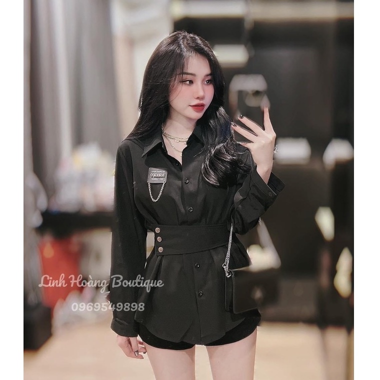 Áo sơ mi nâu dáng dài tôn eo áo sơ mi kiểu nữ siêu chất SL202 | BigBuy360 - bigbuy360.vn