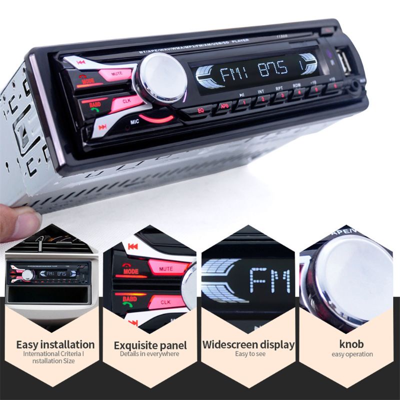 Radio FM MP3-Audio Cổng USB-SD Âm Thanh Nổi 12V-SD 1 DIN Tự Động Kết Nối Bluetooth Cho Xe Hơi
