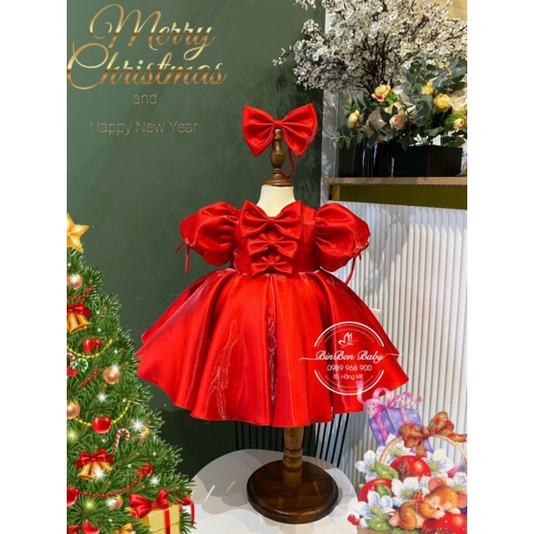 Váy công chúa cho bé BinBon Baby, đầm công chúa nơ tay bồng cho bé gái