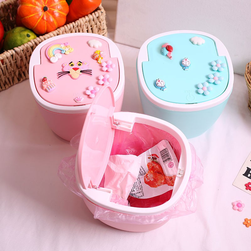Thùng rác nhỏ có nắp để bàn nhiều họa tiết xinh xắn