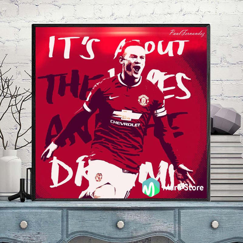 Tranh Bóng Đá Manchester United Wayne Rooney Treo Tường Trang Trí