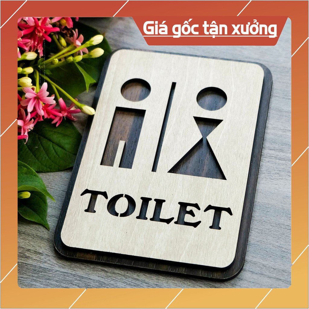 Bảng toilet Nam vs Nữ bằng gỗ 155x120mm | trang trí homestay