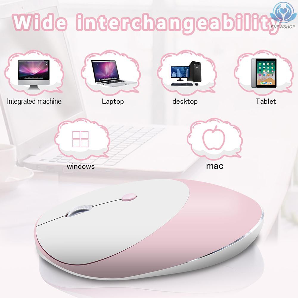 【enew】HXSJ T36 Three Mode BT 3.0 + 5.0 + 2.4G Wireless Mouse Slim Silent Design Rechargeable Optical Mouse for iPad PC Laptop Pink