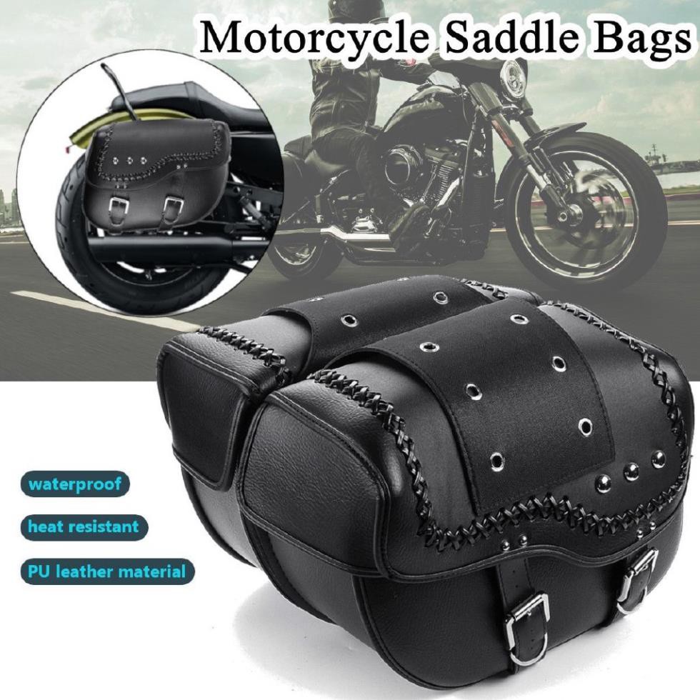 Bộ 2 túi da PU treo bên hông yên xe mô tô chống thấm nước cho Harley Sportster XL883 XL1200 .