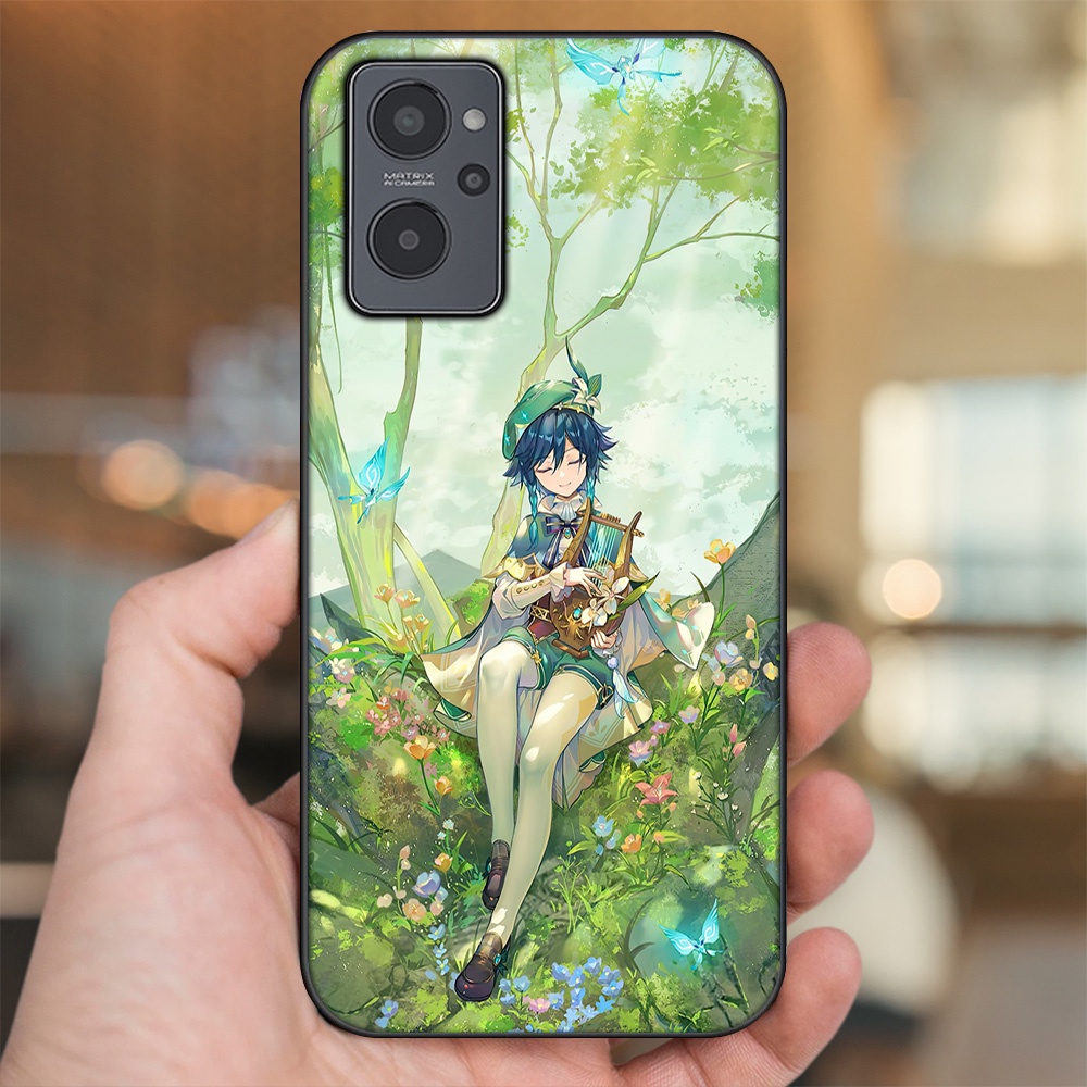 Ốp lưng Realme 9i viền đen in hình Venti Genshin Impact