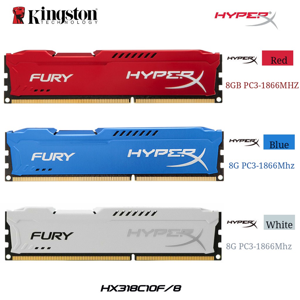 - RAM PC DDR3 Kingston HyperX FURY 4GB/8GB bus 1600/1866MHz màu Blue,Red - Hàng mới - BH 36 tháng 1 đổi 1