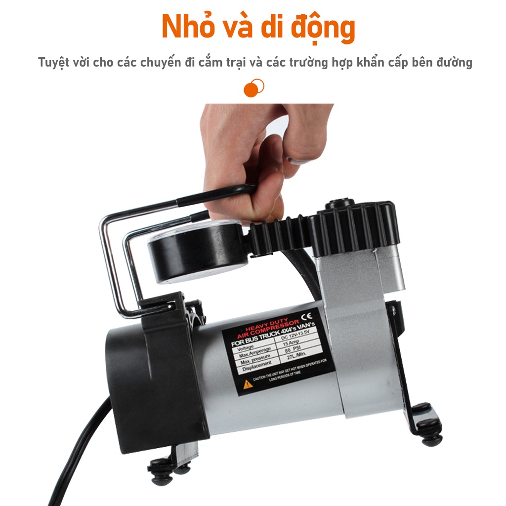 máy bơm lốp ô tô bơm xe hơi bơm ô tô mini máy nén khí 12v