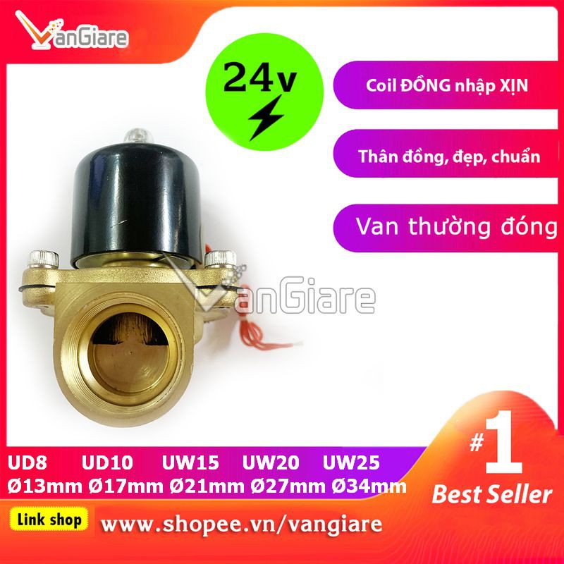 [Van đẹp, đúng hiệu] Van điện từ 24v DC UniD 13mm/17mm/21mm/27mm/34mm
