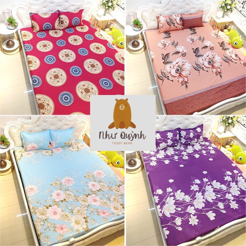 Bộ ga gối drap giường poly, ga trải giường + 2 vỏ gối nằm đơn giản m6 m8 2m2 Như Quỳnh Bedding