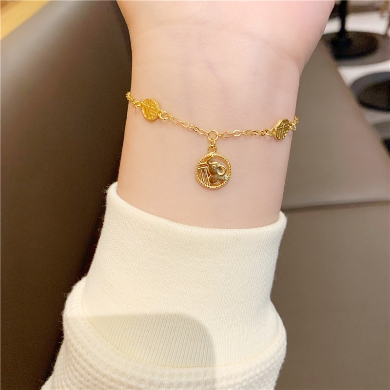 Lắc Chân Nữ Mạ Vàng 18K Họa Tiết Phước Lành, Lắc Tay Nữ Mạ Vàng