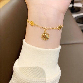 Lắc chân nữ mạ vàng 18k họa tiết phước lành, lắc tay nữ mạ vàng