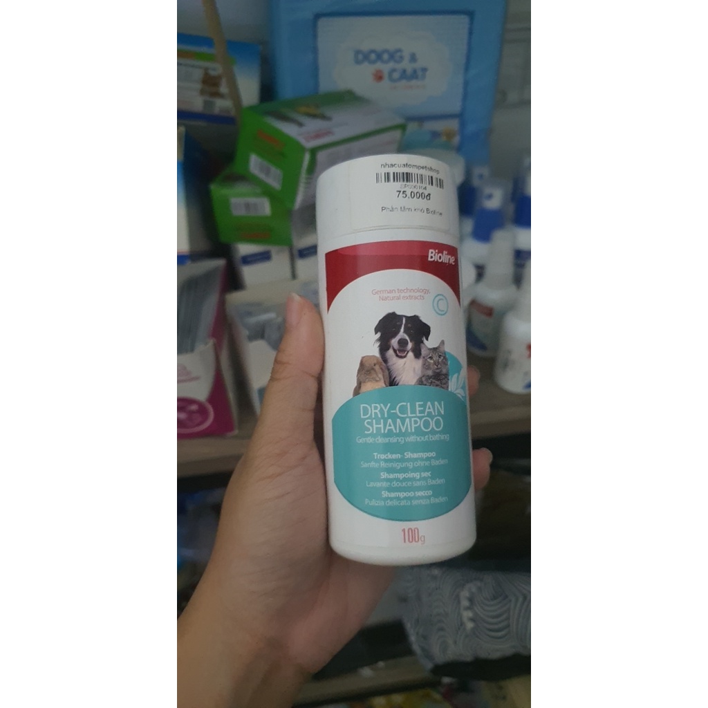 [1 Hộp] Phấn Tắm Khô Cho Chó Mèo Bioline 100g | Lành tính, an toàn với chó mèo con