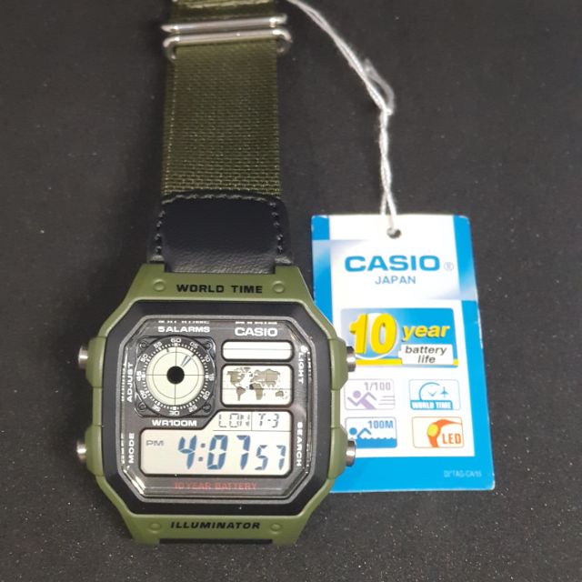 Đồng hồ Nam Casio AE1200 - Dây quân đội