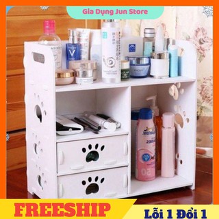 Kệ để mỹ phẩm đồ trang điểm màu trắng họa tiết chân chó [BUÔN SỈ RẺ]☘️ -Jun Store