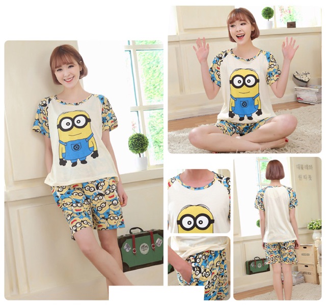 Bộ short thun mặc nhà big size hình Minion size đại 5XL 90-100kg