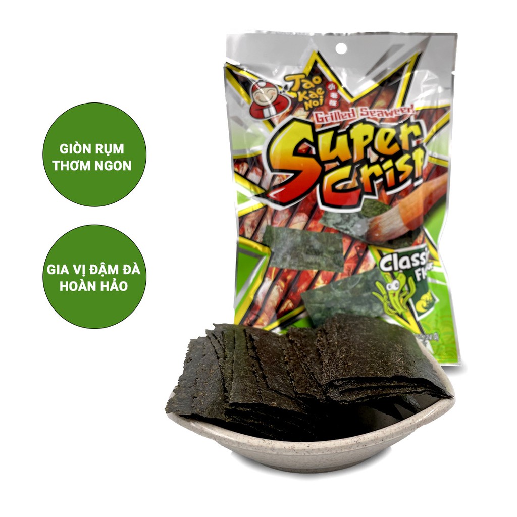 [COMBO TIẾT KIỆM] Snack Rong Biển Taokaenoi Crispy Seaweed 32g (Truyền Thống,Cay), Super Crisp 12g (Truyền Thống, Mực)