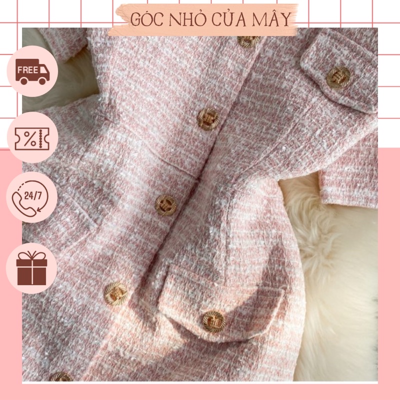 Váy dạ tweed cộc tay phong cách Hàn Quốc - GNCM