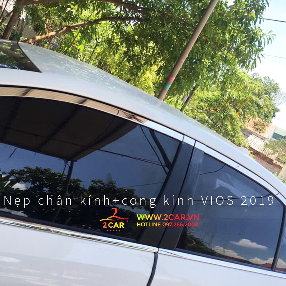 Bộ Viền chân kính, viền cong kính Toyota Vios 2014 - 2017, 2019 -2021 inox cao cấp