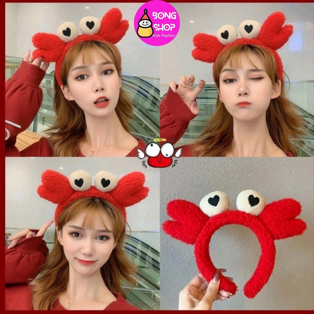 Bờm vải cài tóc hình con cua xinh xắn