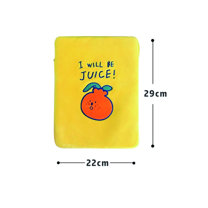 Bao đựng laptop Idpad màu vàng thêu quả cam dễ thương 11 inch 10.5 inch 9.7 inch dành cho nữ