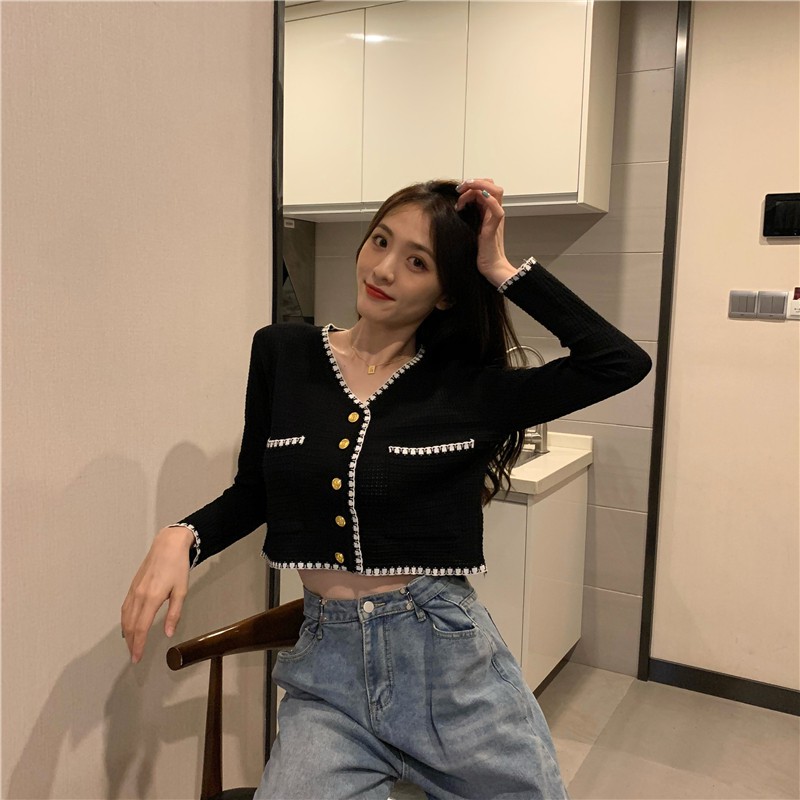 Áo Khoác Cardigan Dệt Kim Cổ Chữ V Phối Nút Thời Trang Mùa Thu | BigBuy360 - bigbuy360.vn