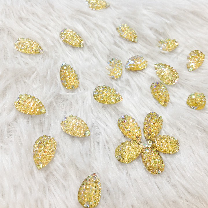 Hạt cườm 3d kết áo đính dài váy đầm hình giọt nước vàng