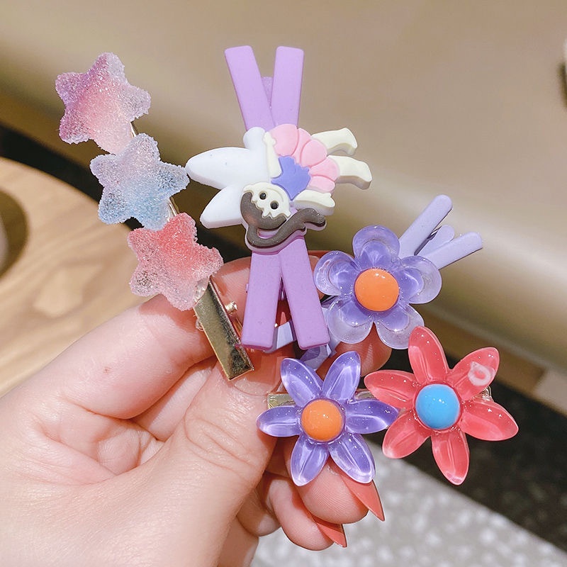 Bộ kẹp tóc tùy chọn kiểu dáng phong cách hoạt hình dễ thương không gây đau cho bé gái