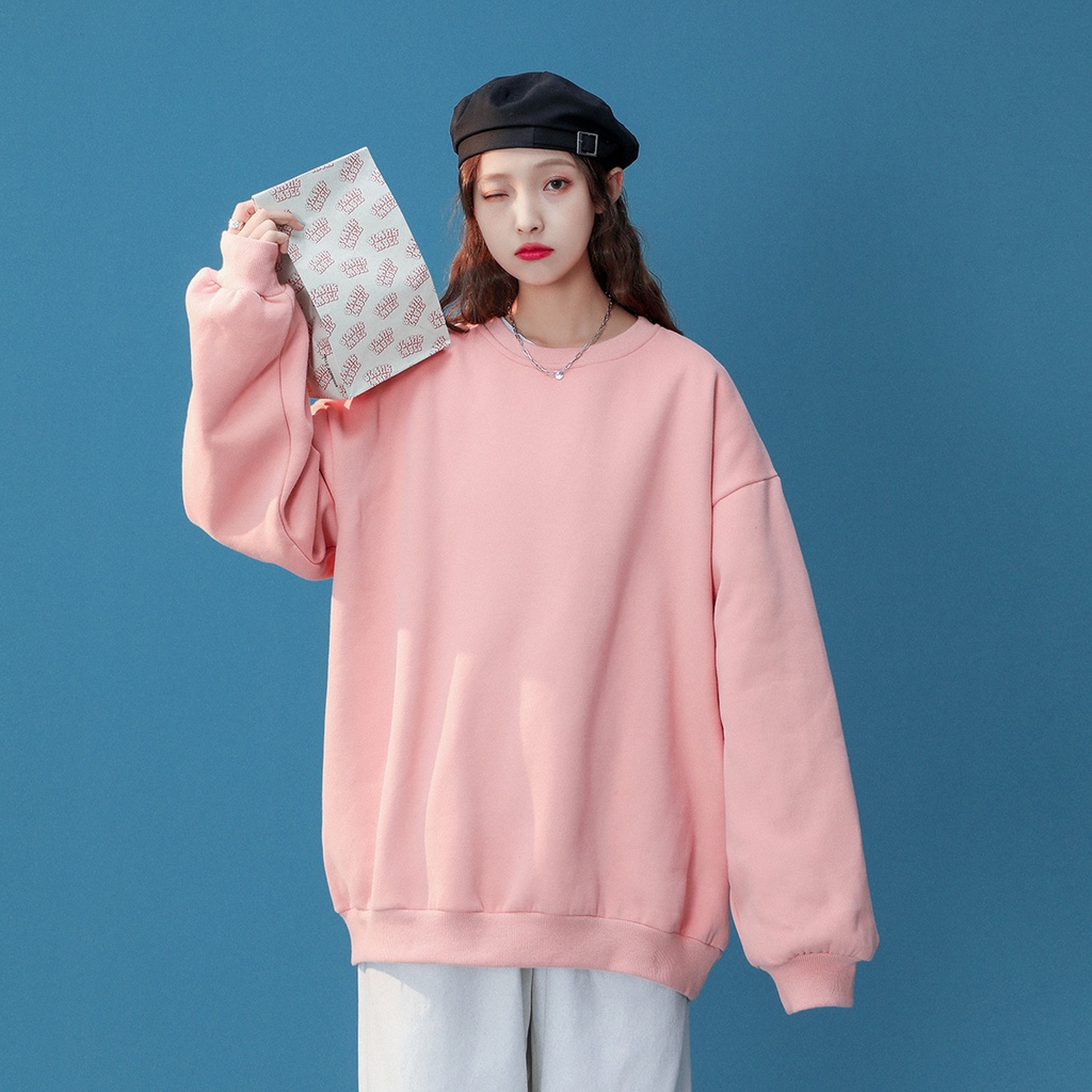 Áo Sweater IFNICEFUTURE S-3XL Tay Dài Cổ Tròn Dáng Rộng Màu Trơn Hợp Thời Trang Dễ Phối Đồ Thường Ngày