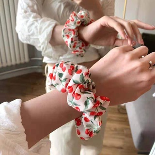 Dây Cột Tóc Vải Bản Lớn In Hình Quả cherry Kiểu vintage Pháp Dễ Thương