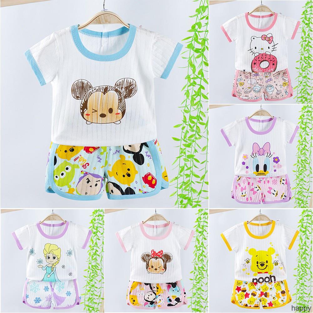 Set Áo Thun Tay Ngắn &amp; Quần Short Cotton Phối Lưới Thời Trang Mùa Hè Cho Bé Sơ Sinh