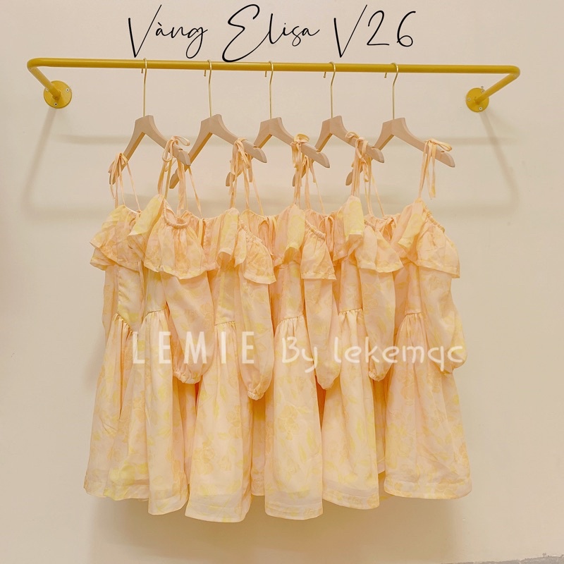 SẴN HÀNG Váy Hoa Ngắn Trễ Vai V22, Đầm Xòe Hoa Dài Tay Phong Cách Tiểu Thư Vải Voan Hoa Cam , Hoa Hồng LEMIE by lekemqc