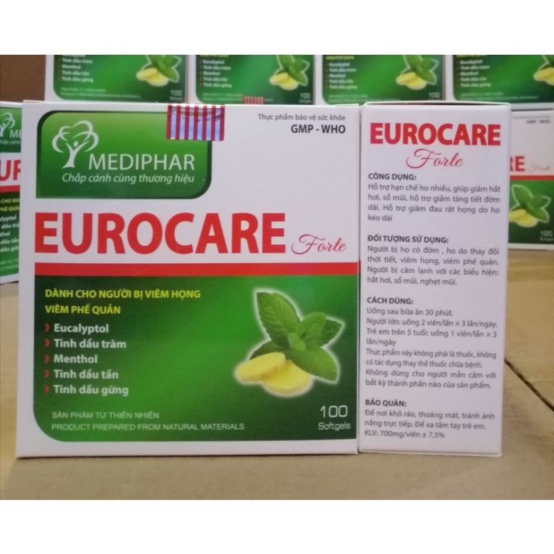 Eurocare đỏ hộp 100 viên thông thoáng mũi họng
