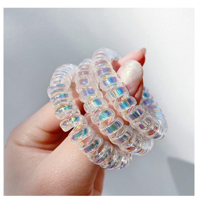 Dây buộc tóc nhựa xinh xắn dạng lò xo xoắn trong suốt Hologram Dc000995