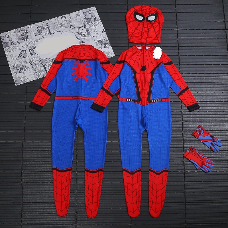 Bộ đồ siêu nhân cho bé trai dài kín người, đồ hoá trang Halloween siêu nhân cho bé trai, tặng kèm nón và găng tay