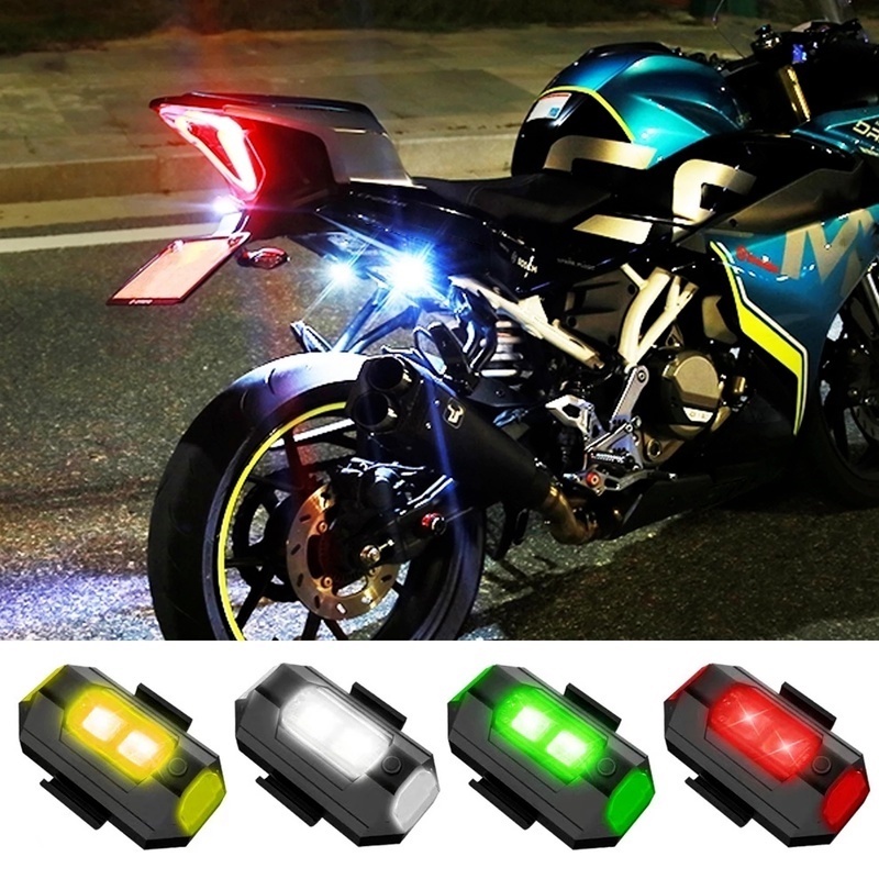 Đèn LED Tín Hiệu 4 Màu Tự Dính Có Thể Sạc Lại Bằng Cổng USB Cho Xe Máy/Xe Đạp