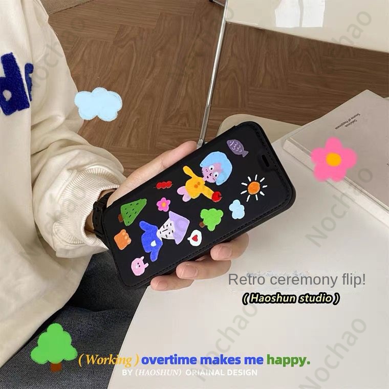 Bao Da Điện Thoại Nắp Lật Chống Sốc Hình Graffiti Cho iPhone13 13promax IX X Flip 7 8plus