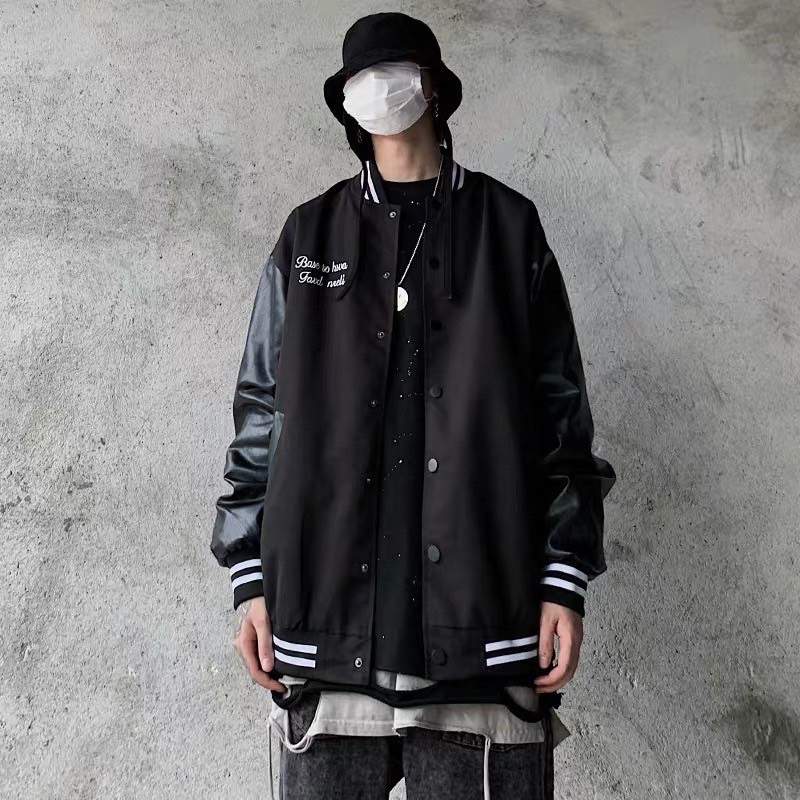 Áo khoác bomber phối tay da đơn giản cá tính style ulzzang unisex nam nữ