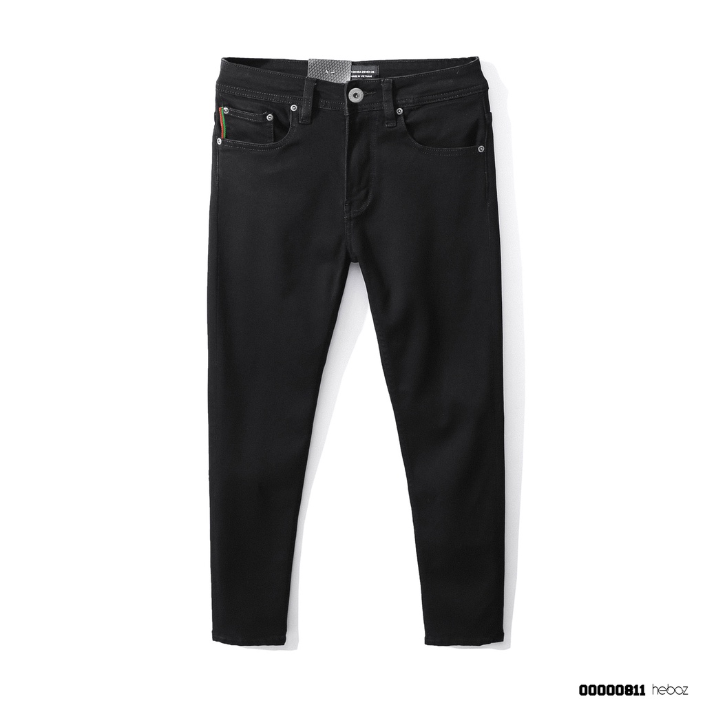 Quần jean nam HEBOZ 023 chất bò cao cấp, màu đen trơn co giãn nhẹ, form slim fit chuẩn đẹp - 00000811