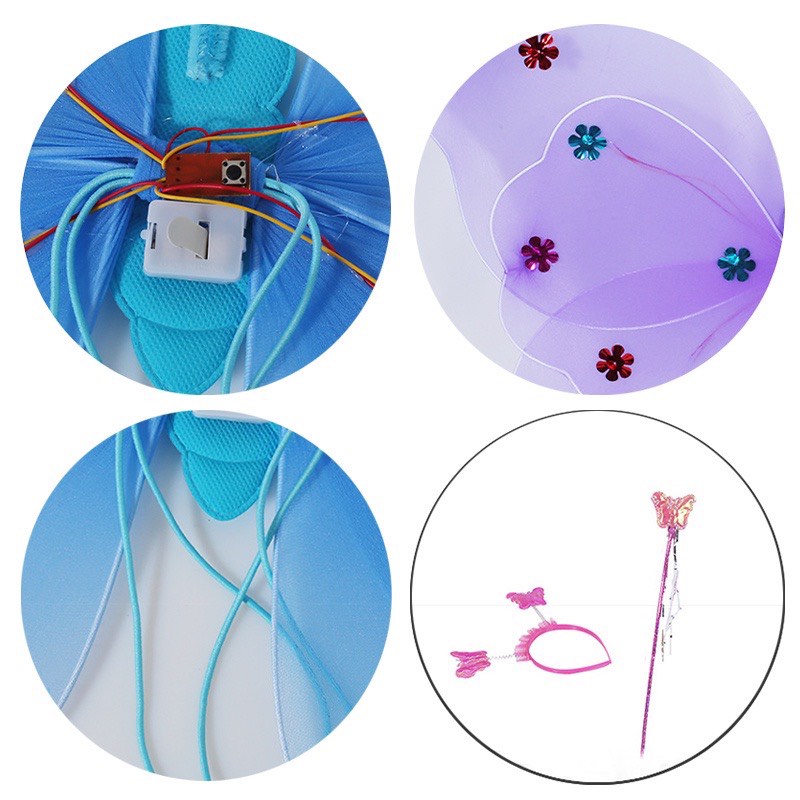 Váy Cánh bướm kép CÓ ĐÈN Hapi Toys - Đồ chơi dạo phố bộ cánh bướm phát sáng cho bé