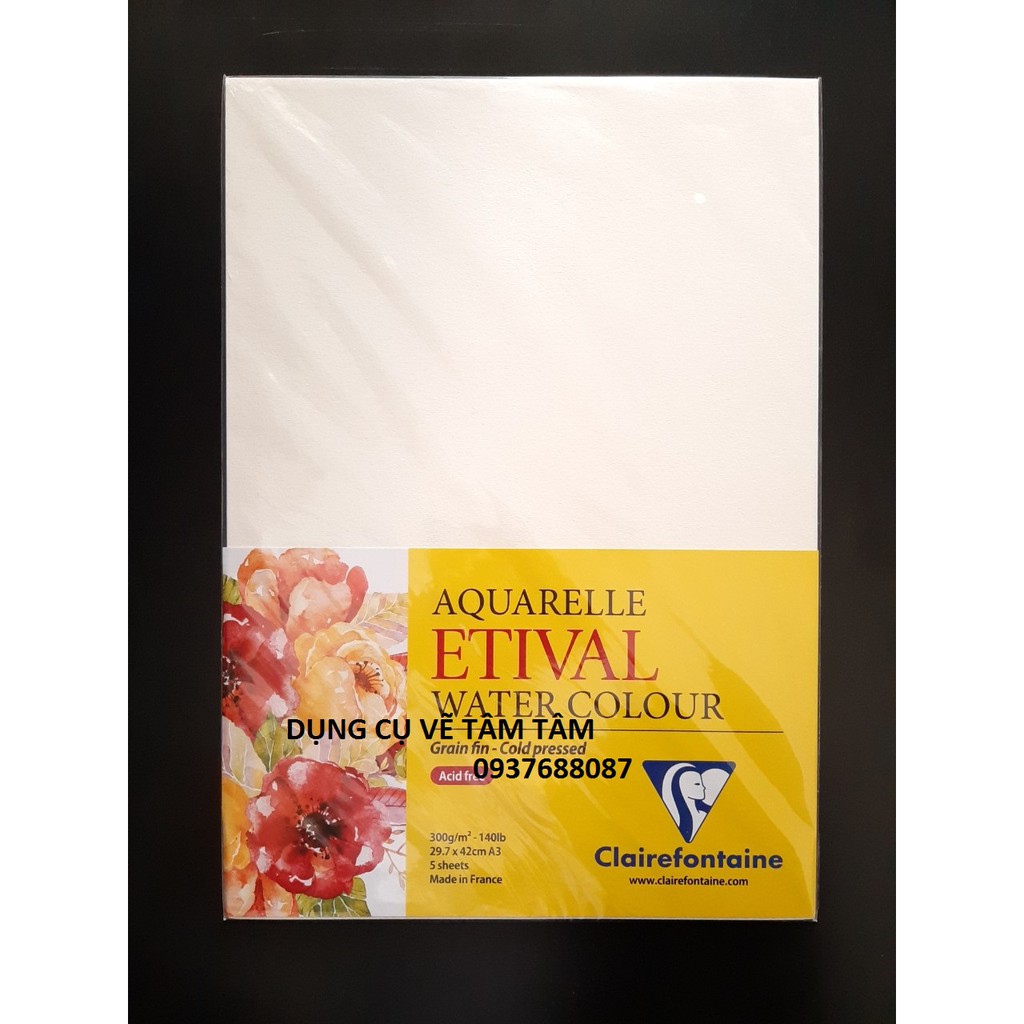 [ TÂM TÂM ]-Giấy vẽ màu nước Clairefontaine Etival Grain Fin cold press 300gsm-