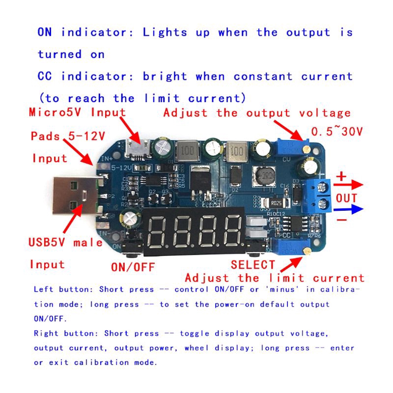 Mô Đun Hạ Áp Dp2 15w Dc-Dc Ccv Usb 5v Sang 3.3v 9v 12v 24v 30v Tiện Dụng