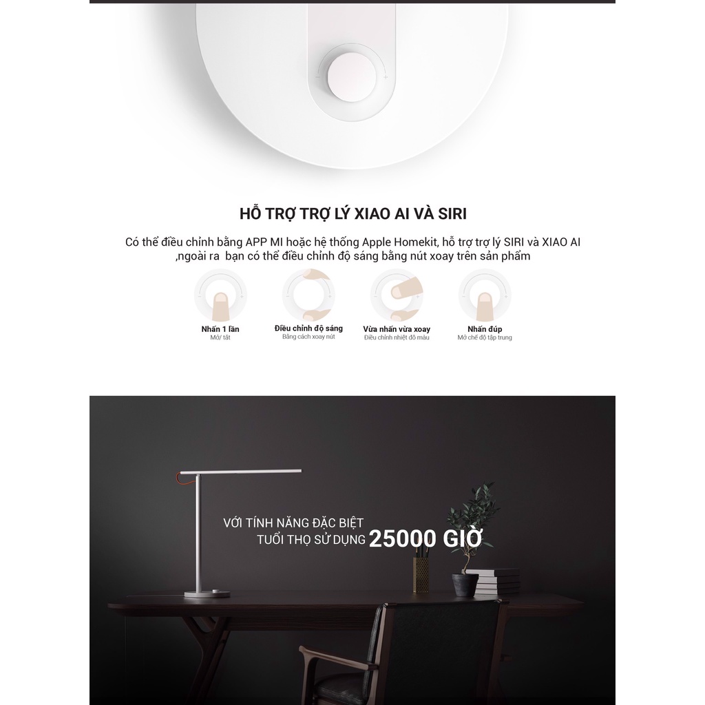 Đèn bàn thông minh Xiaomi Mijia 1S - Xiaomi Desk Lamp LED - Chống cận thị, bảo vệ mắt