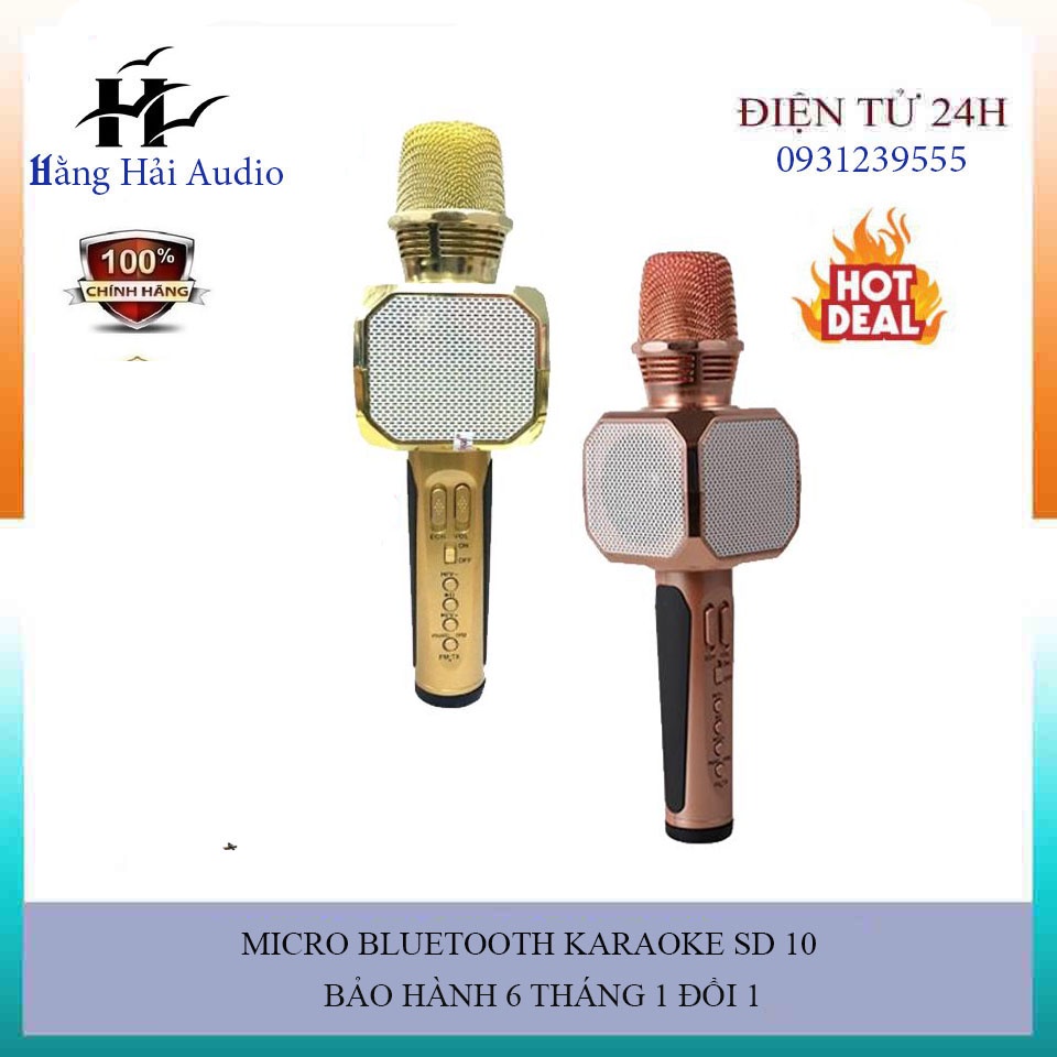 [Mã ELHACE giảm 4% đơn 300K] Micro karaoke bluetooth SD-10 Mic hát cầm tay không dây mini,tiện dụng âm thanh hay