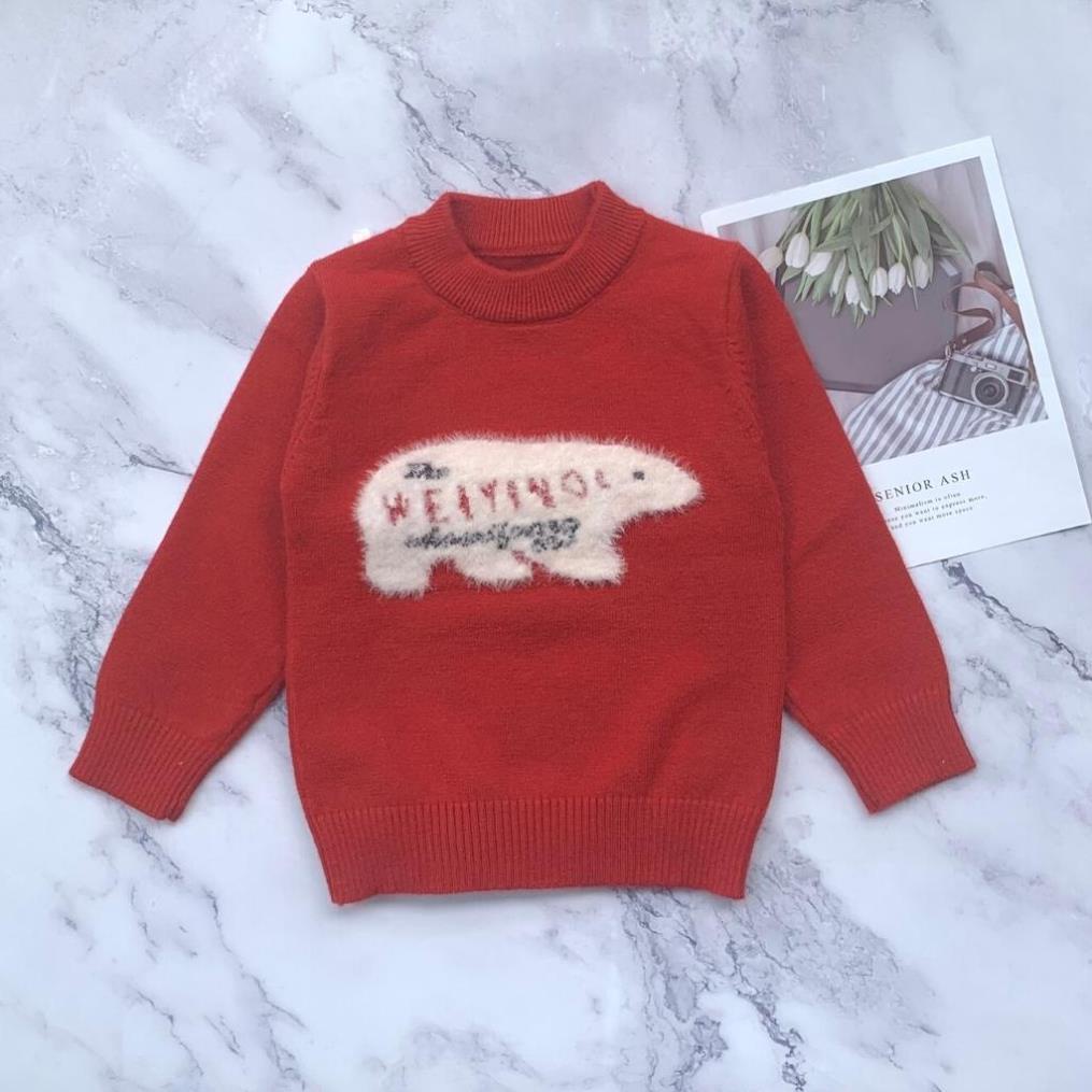 Áo len cổ tròn cho bé trai, bé gái, len dày ấm cho bé từ 8 - 18Kg, sz 80 - 110. .