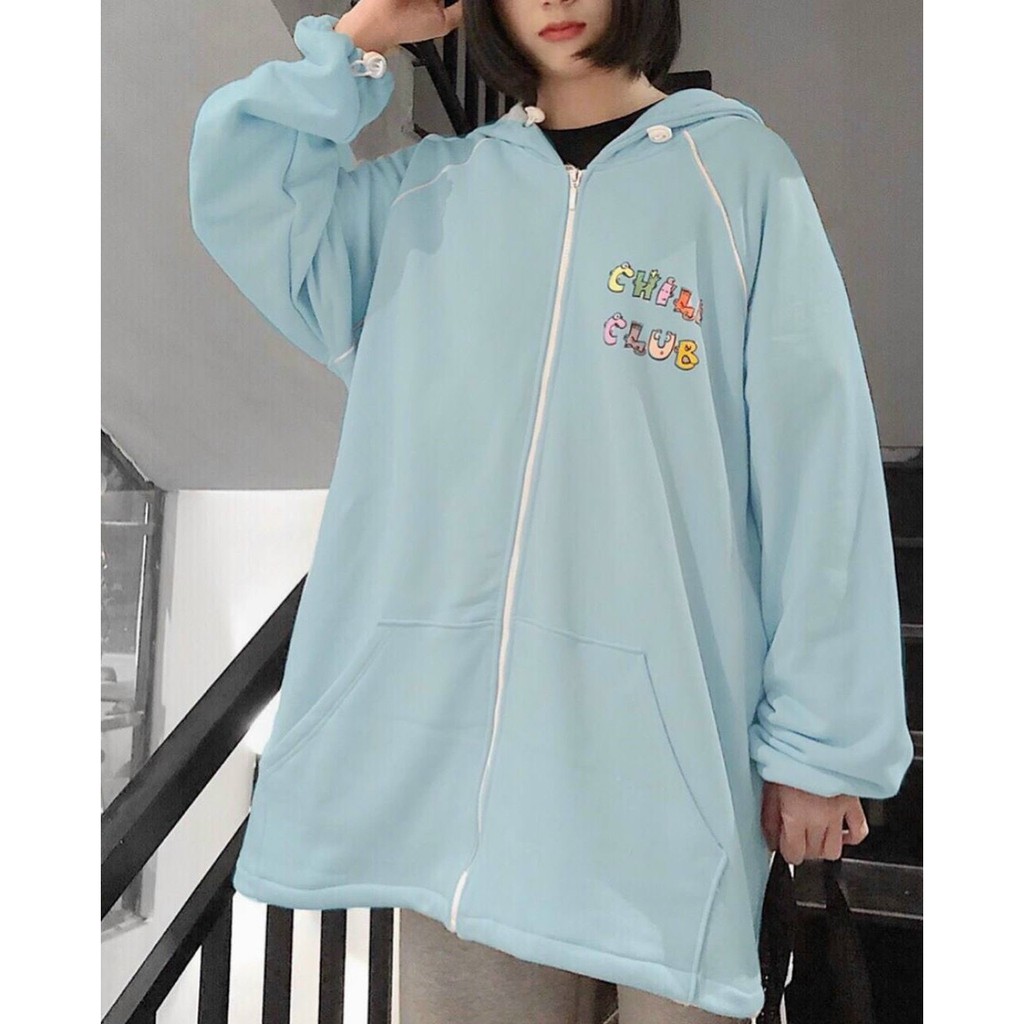 Áo khoác hoodie Chống Nắng Cho nam nữ in hình Chili Club, unisex form rộng có Dây Kéo ulzzang ảnh thật 123SHOP