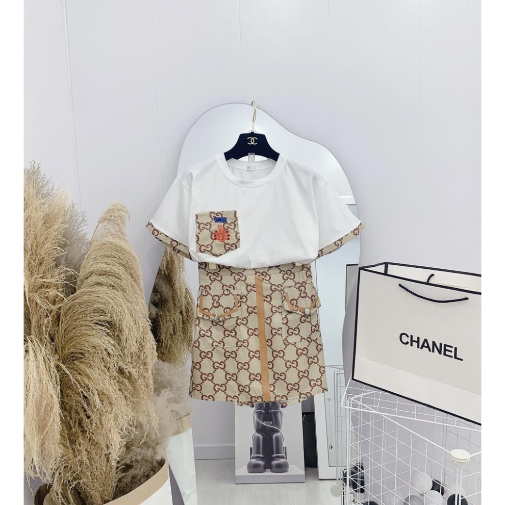 [ 𝐅𝐑𝐄𝐄 𝐒𝐇𝐈𝐏 ]  SET ÁO NẮP TÚI LOGO CHÂN VÁY CHỮ