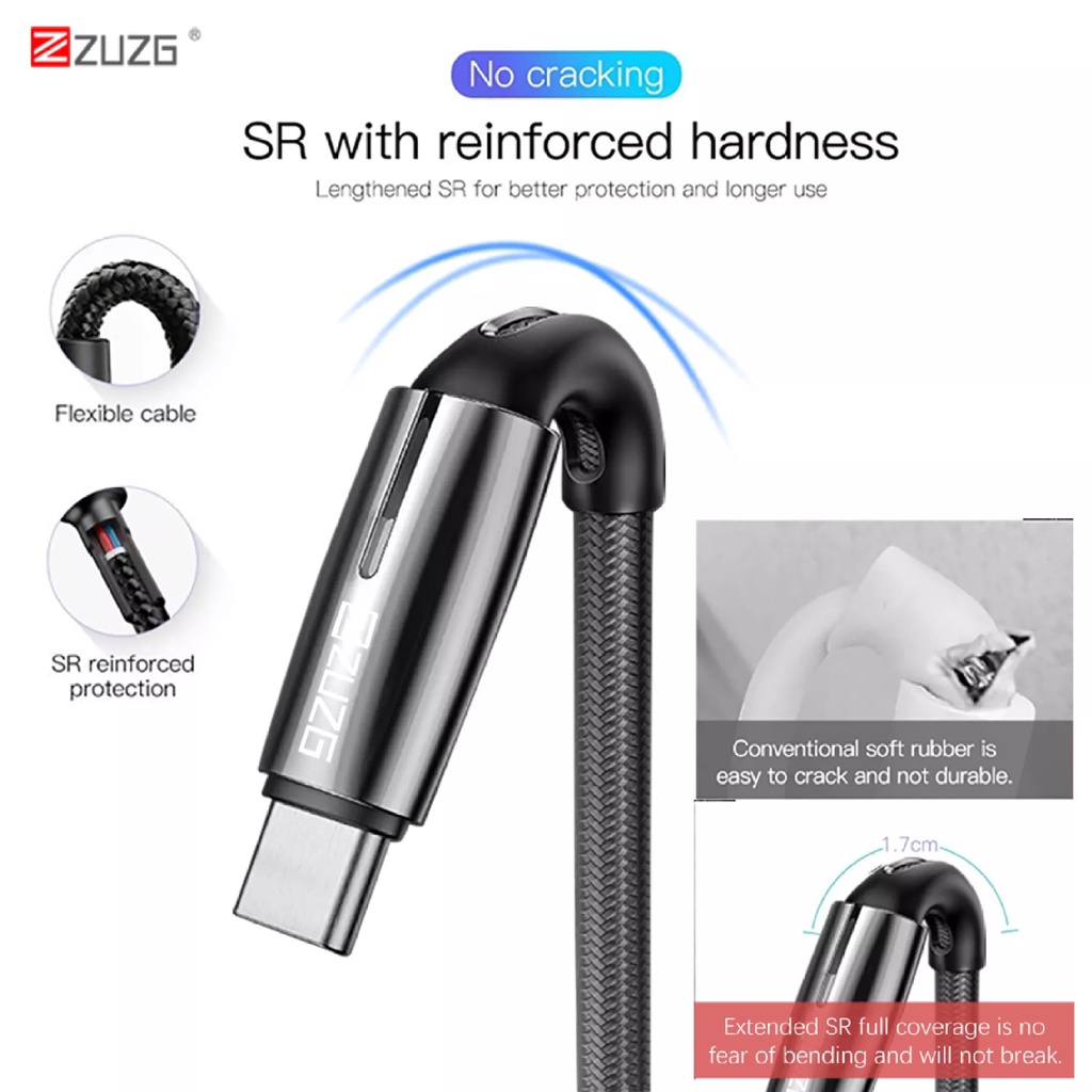 Cáp sạc nhanh cao cấp Led 5A ZUZG Original FG01, FG02, FG03