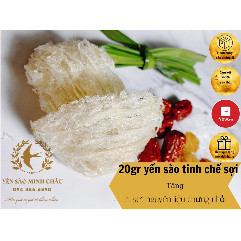 20gr Yến Sào Tinh Chế Sợi Dài ! lọ chưng+ nguyên liệu chưng cung đình!